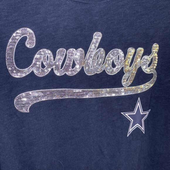 NFL x Tommy Hilfiger Cowboys football long sleeve T Shirt Sequined Size Medium - Picture 2 of 9